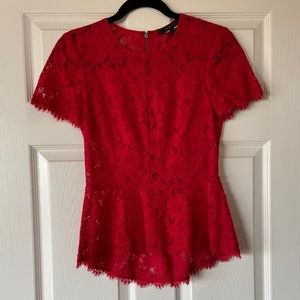 BCBG Red Lace Peplum Blouse